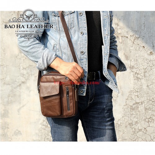 Túi đeo chéo Bao Ha Leather BHM7512C Màu Cà phê