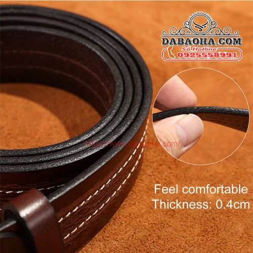 Độ dày tiêu chuẩn 0,4cm giúp chiếc dây lưng bền bỉ với thời gian dài đeo