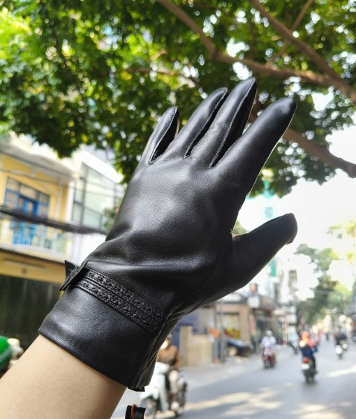 Găng tay nữ da cừu phối nơ - BHY8714 (7)