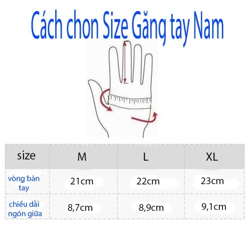 Cách chọn size găng tay da nam
