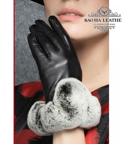 Găng tay da cừu cổ lông cao cấp BHY8582 - Rất sang chảnh với chất liệu da cừu và cổ lông cao cấp
