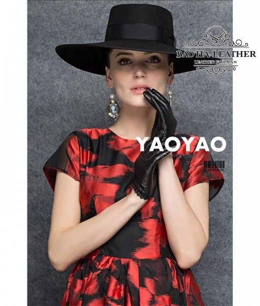 Găng tay nữ da cừu lót vải - BHY8852 - chính hãng YAOYAO của Hong Kong