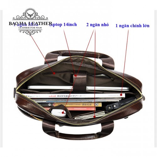 Ngăn chính với nhiều ngăn nhỏ và ngăn để lap 14inch 