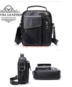 Túi đeo chéo Bao Ha Leather BHM7512D Màu Đen