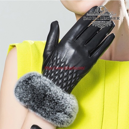 Bao tay nữ da cừu cao cấp cổ lông BHY5422 cực ôm tay