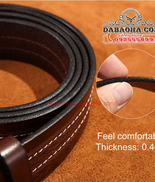 Độ dày tiêu chuẩn 0,4cm giúp chiếc dây lưng bền bỉ với thời gian dài đeo