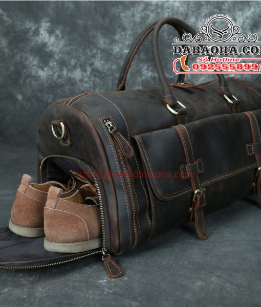 Túi trống du lịch Marrant BHLD219 Da bò cao cấp nguyên miếng. Có ngăn để giày riêng (23)