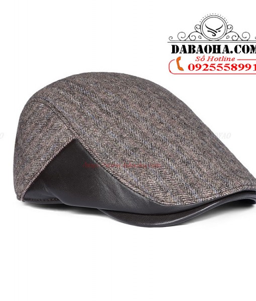Nón bê rê nam da cừu phối vải dạ BHY127 (8)