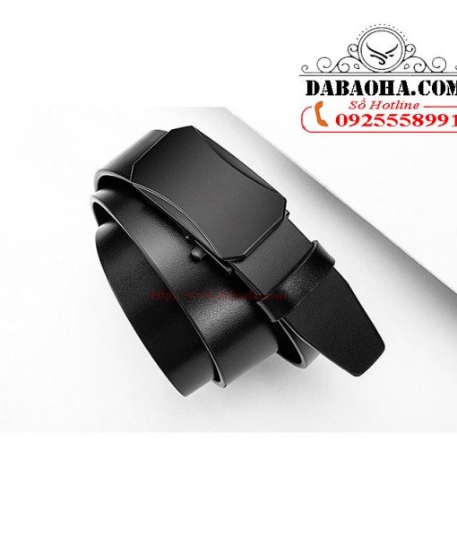 Dây lưng da bò khóa tự động đen trơn BH5237 (7)