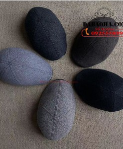 Mũ beret nam da cừu phối vải dạ kẻ BHY163