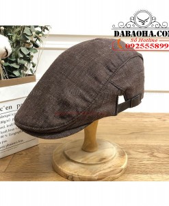 Mũ beret nam vải linen cao cấp BHYHC03 màu nâu đậm