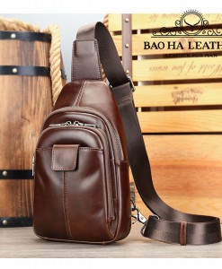 Túi đeo ngực nam da bò dầu BHM9100N Nâu cà phê (10)